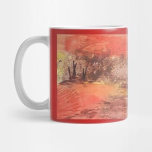 Autumn landscape, nature. Encaustic wax art. Painting drawing Mug